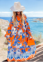 Wzorzysta Dress maxi Fantasy Island niebiesko-in orange