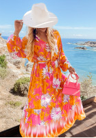Wzorzysta Dress maxi Fantasy Island różowo-in orange