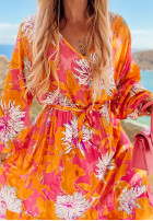 Wzorzysta Dress maxi Fantasy Island różowo-in orange