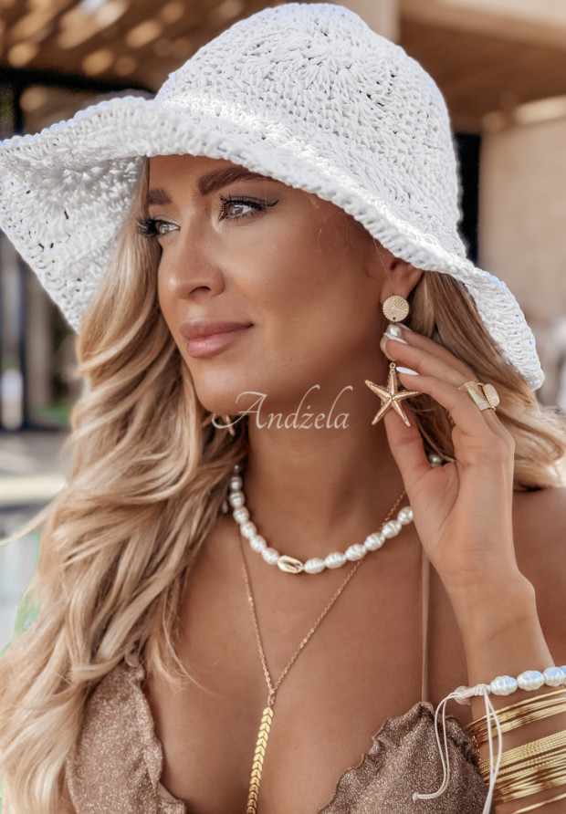 Verstellbare Halskette mit Perlen und Muscheln Sea Fairy Beige