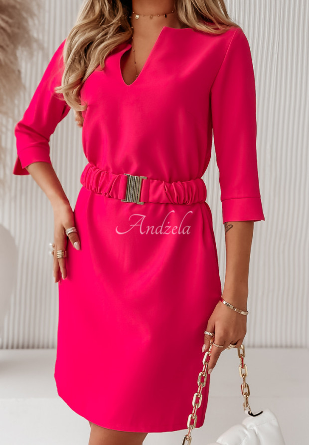 Kleid mit Gürtel Well Done Neon Rosa