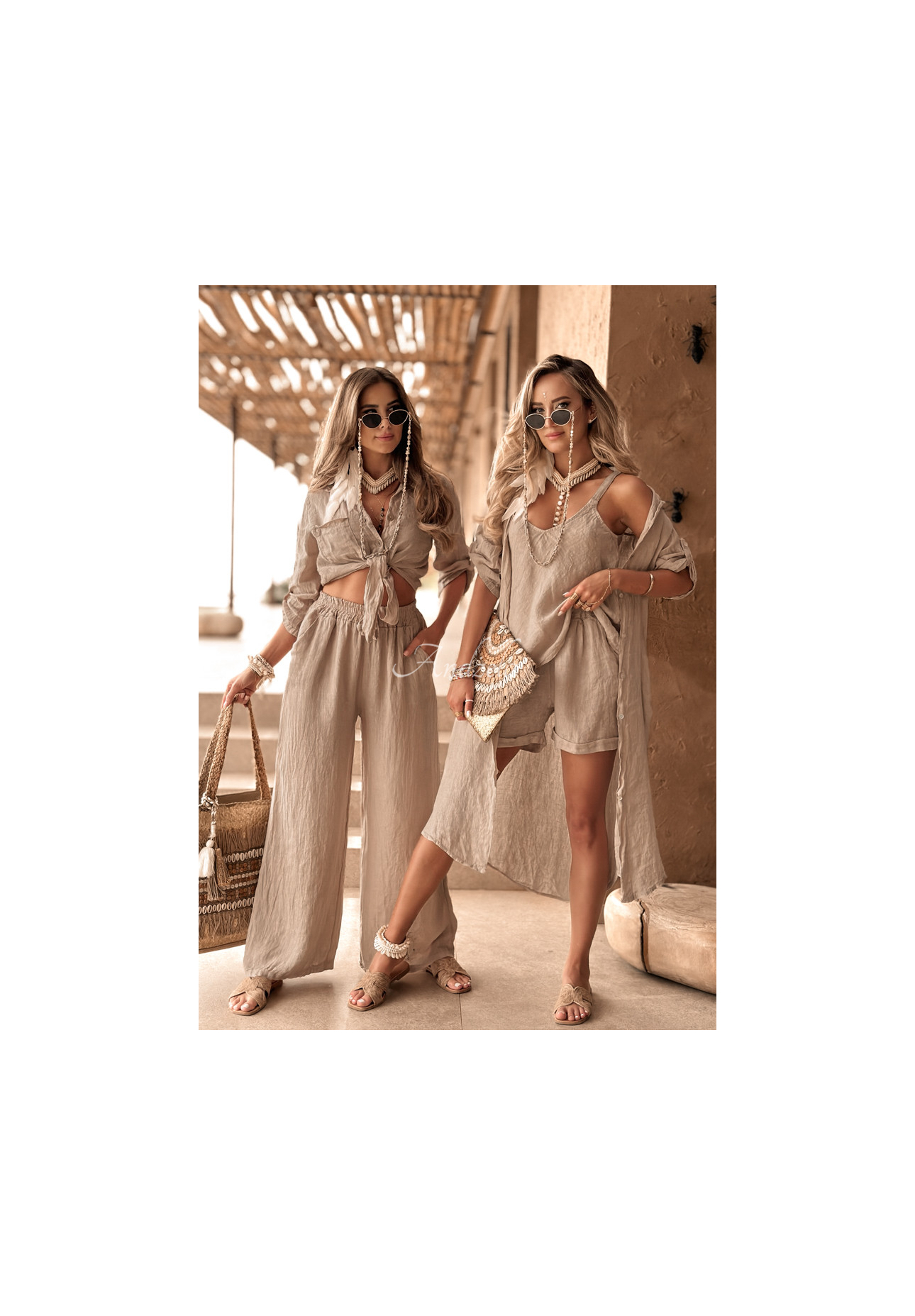 Leinen-Top Summery Essentials Beige