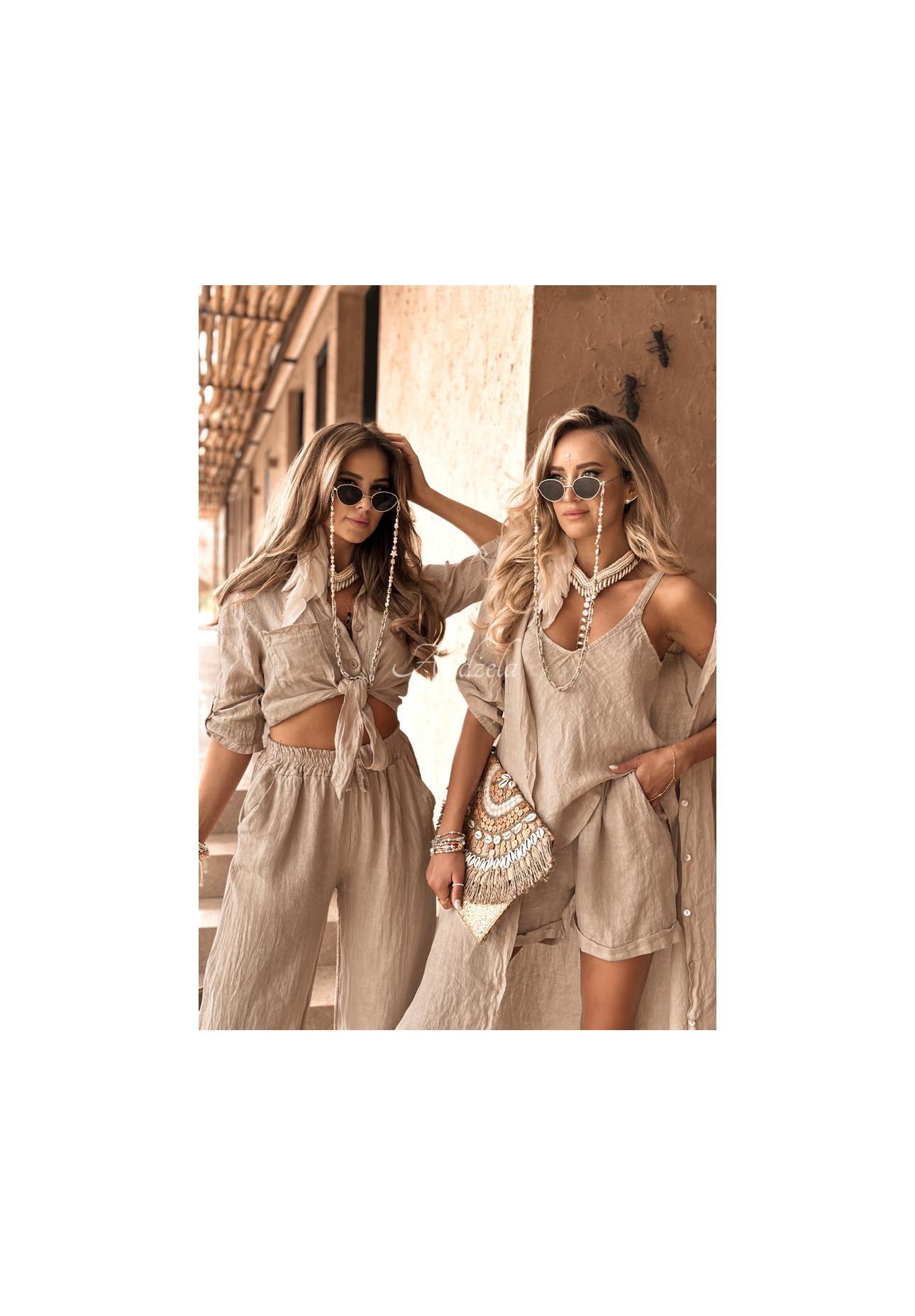 Leinen-Top Summery Essentials Beige