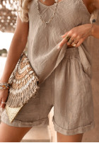 Lniany Top Summery Essentials in beige