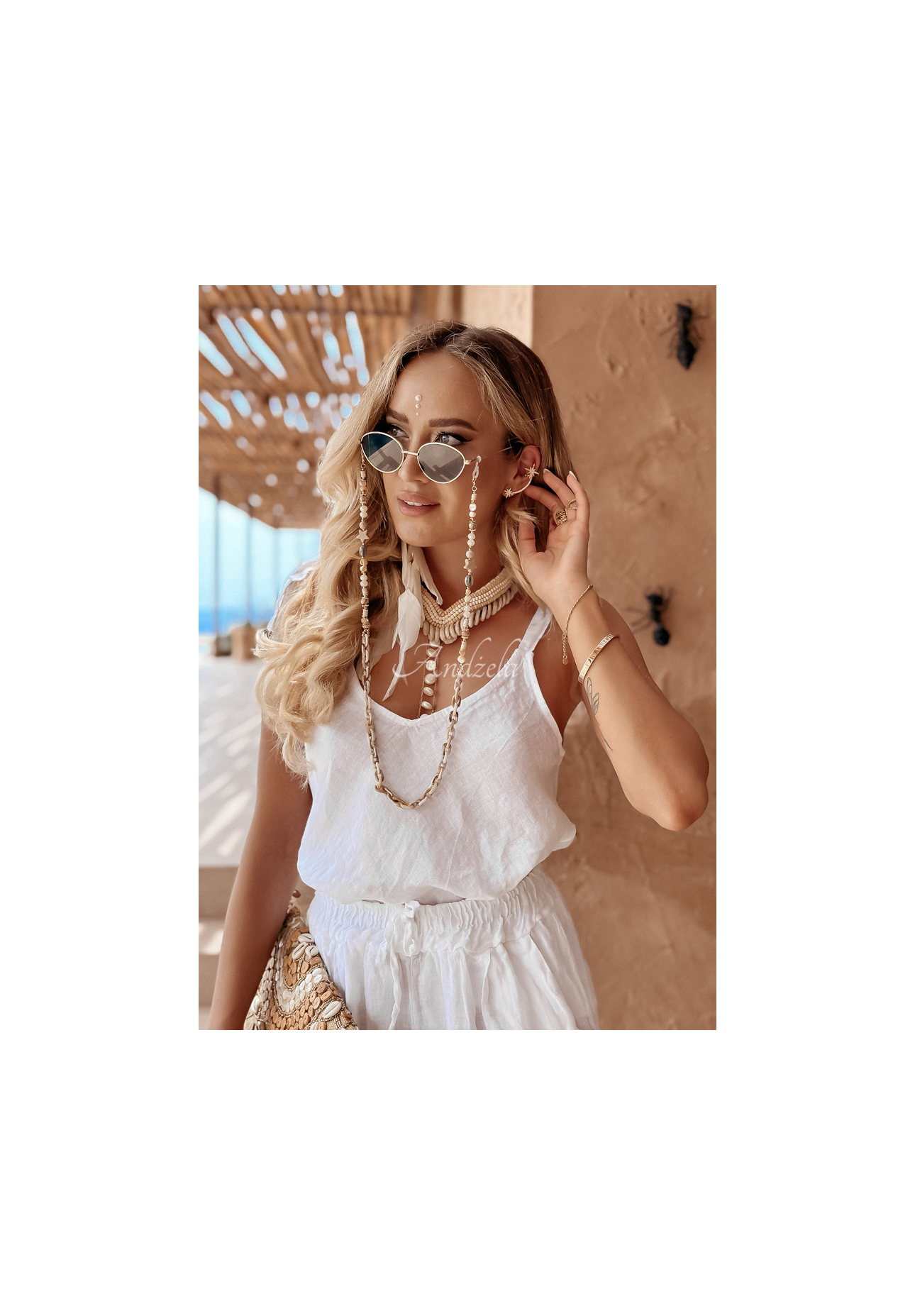 Leinen-Top Summery Essentials Ecru