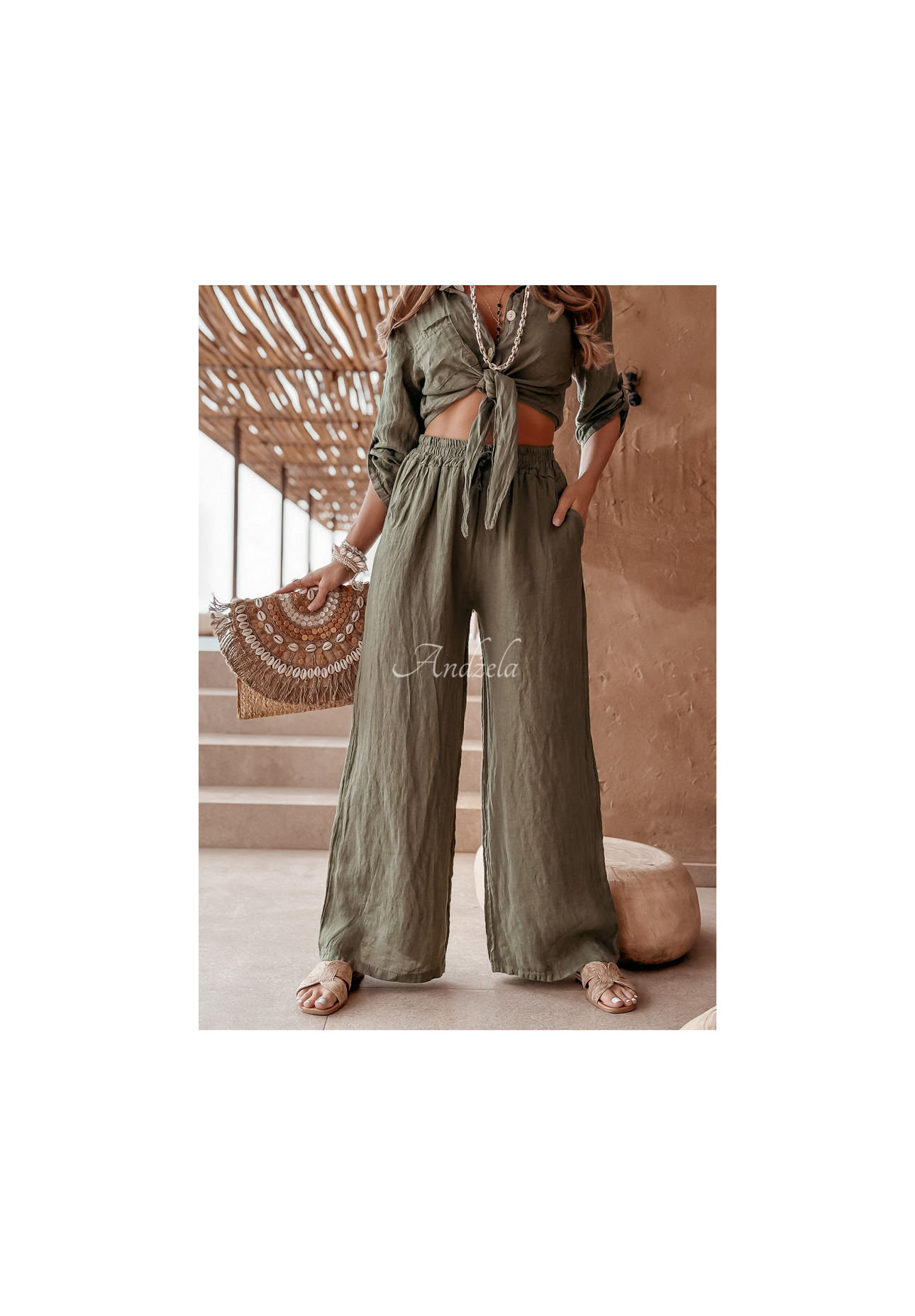 Leinen Hosen Summery Essentials Khaki