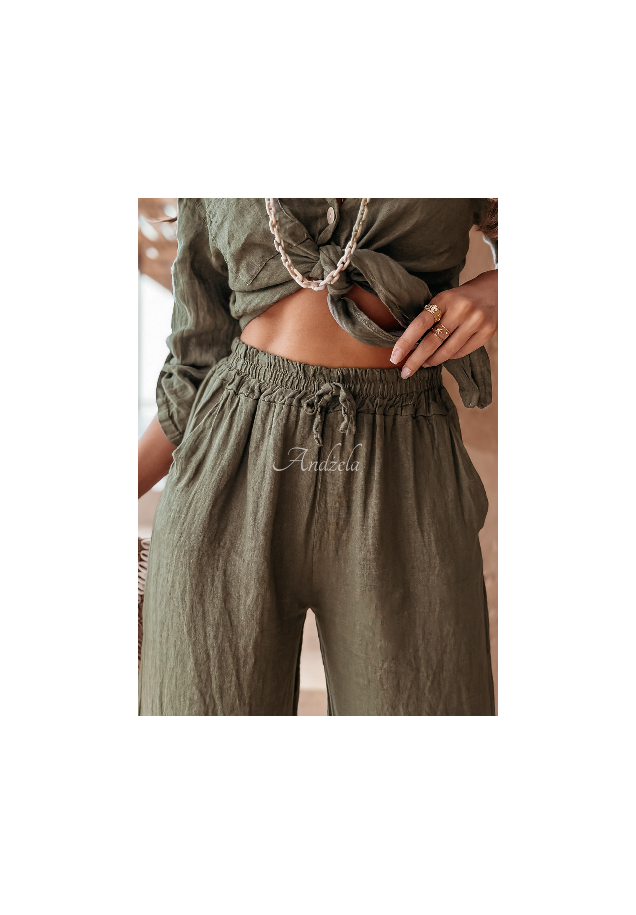 Leinen Hosen Summery Essentials Khaki