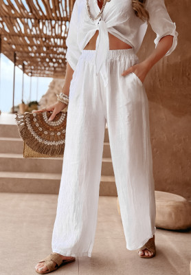 Lniane spodnie Summery Essentials ecru