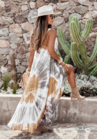 Kleid maxi tie dye Beach Style camelowo-Grau