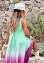 Kleid maxi z efektem ombre Beach Style miętowo-Violett