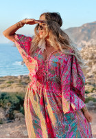 Wzorzysta Kleid maxi z wiązaniem Bombay Rosa