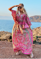 Wzorzysta Kleid maxi z wiązaniem Bombay Rosa
