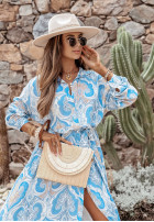 Wzorzysta Dress z paskiem Arabella in baby blue