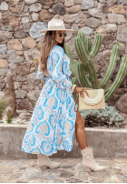 Wzorzysta Dress z paskiem Arabella in baby blue