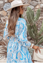 Wzorzysta Dress z paskiem Arabella in baby blue