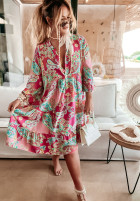 Wzorzysta Dress Magnala Aria in neon pink