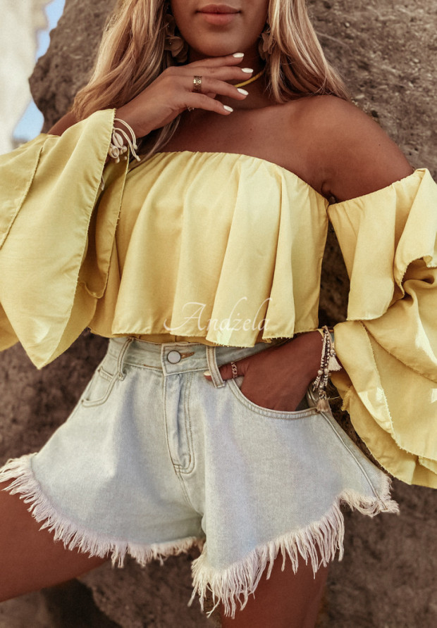 Bluse im spanischen Stil Artello Bananengelb