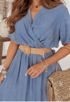 Jeans Kleid z paskiem Playa Del Carmen Blau