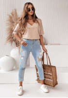 Blouse oversize Chasing Dreams in beige