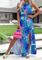 Kwiecista Kleid z rozcięciami Exotic Summer Blau