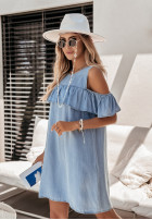 Jeans Kleid Kleid im spanischen Stil z falbankami Mamma Mia jasnoniebieska