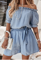 Jeans Bluse Kleid im spanischen Stil Trip To Santorini jasnoniebieska