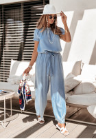 in jeans Trousers wide leg Trip To Santorini in light blue