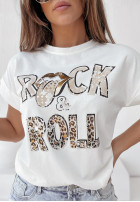 T-Shirt z nadrukiem Rock And Roll Weiß