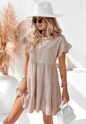 Muslin Tiki Party Dress Beige