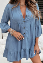in jeans Dress oversize z falbankami Mamma Mia jasnoniebieska