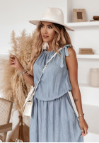 in jeans Dress z kieszeniami Trip To Santorini jasnoniebieska