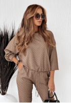 Wzorzysty Set Bluse i Hose Minelli Camel