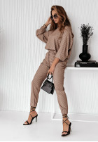 Wzorzysty Set Bluse i Hose Minelli Camel