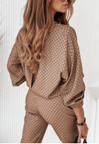 Wzorzysty Set Bluse i Hose Minelli Camel