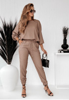 Wzorzysty Set Bluse i Hose Minelli Camel