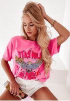 T-shirt z nadrukiem Stay Wild różowy