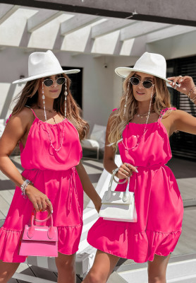 Trägerkleid mit Rüsche La Fleur Fuchsia