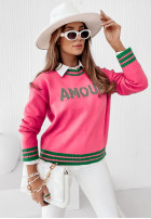 Pullover z napisem Amour różowo-Grün