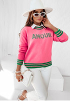 Pullover z napisem Amour różowo-Grün