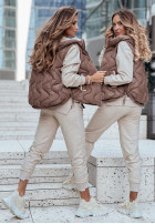 Pikowana Waistcoat z kapturem On Rainy Days in chocolate