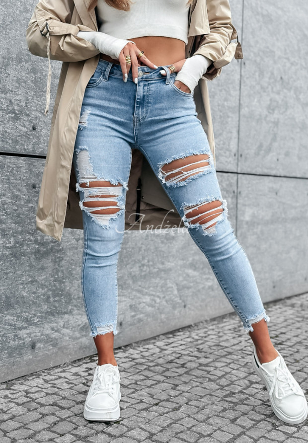 Jeanshose skinny mit Destroyed-Effekten Enjoy Everything Hellblau