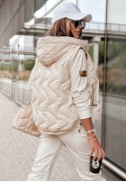 Pikowana Waistcoat z kapturem On Rainy Days in ecru