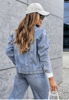 Krótka Jeans Jacke z przetarciami Have Fun jasnoniebieska