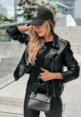 Bikerjacke aus Lederimitat Audrey Schwarz