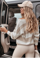 Jumper oversize w paski Carland biało-in beige