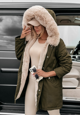 Parka-Jacke mit Fell Carlow Khaki