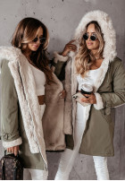 Jacke parka z futerkiem Keep It Cozy Khaki