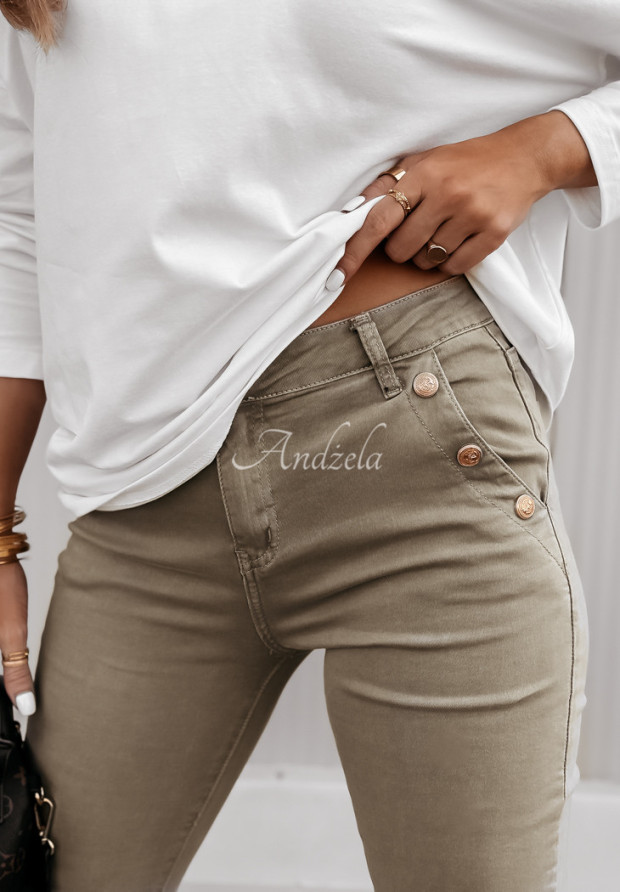 Jeanshosen mit Knöpfen Easy Flow Olivgrün