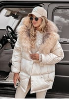 Pikowana Jacke z futerkiem Freeze The Day Beige