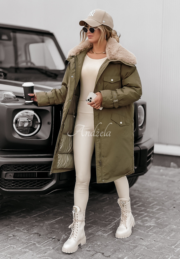 Parka mit Fellimitat Kira Khaki